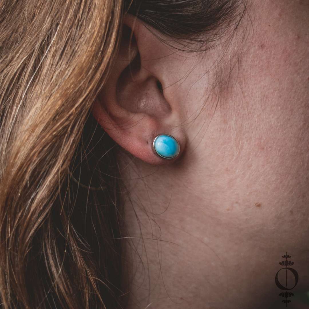 Basic Larimar Oorstekers, 925 sterling zilver