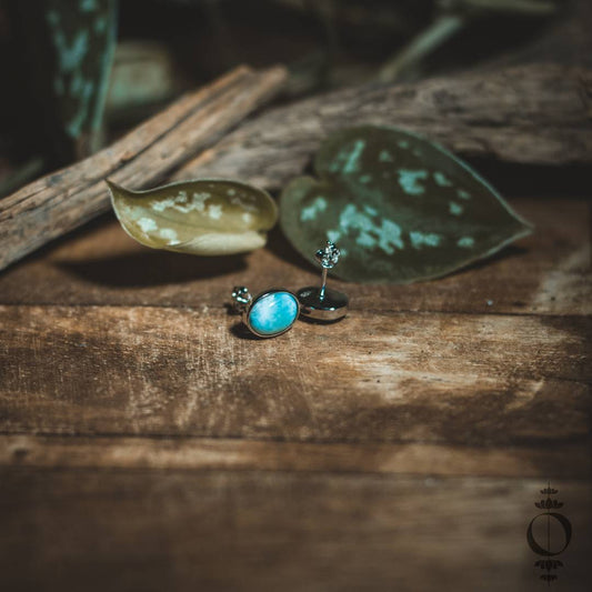 Basic Larimar Oorstekers, 925 sterling zilver