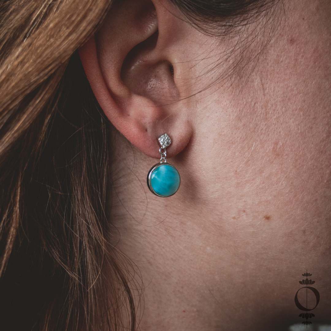 Bliss Larimar Oorbellen, 925 sterling zilver