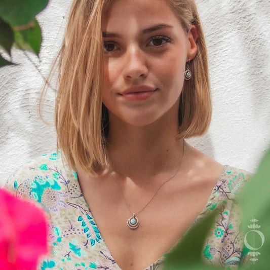 Bohemian Larimar Ketting, 925 sterling zilver