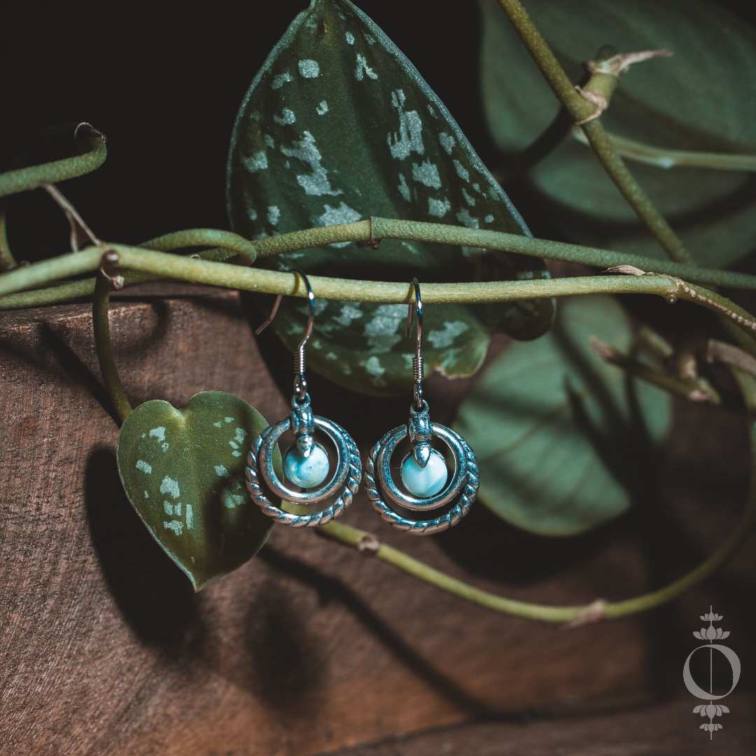 Bohemian Larimar Oorbellen, 925 sterling zilver