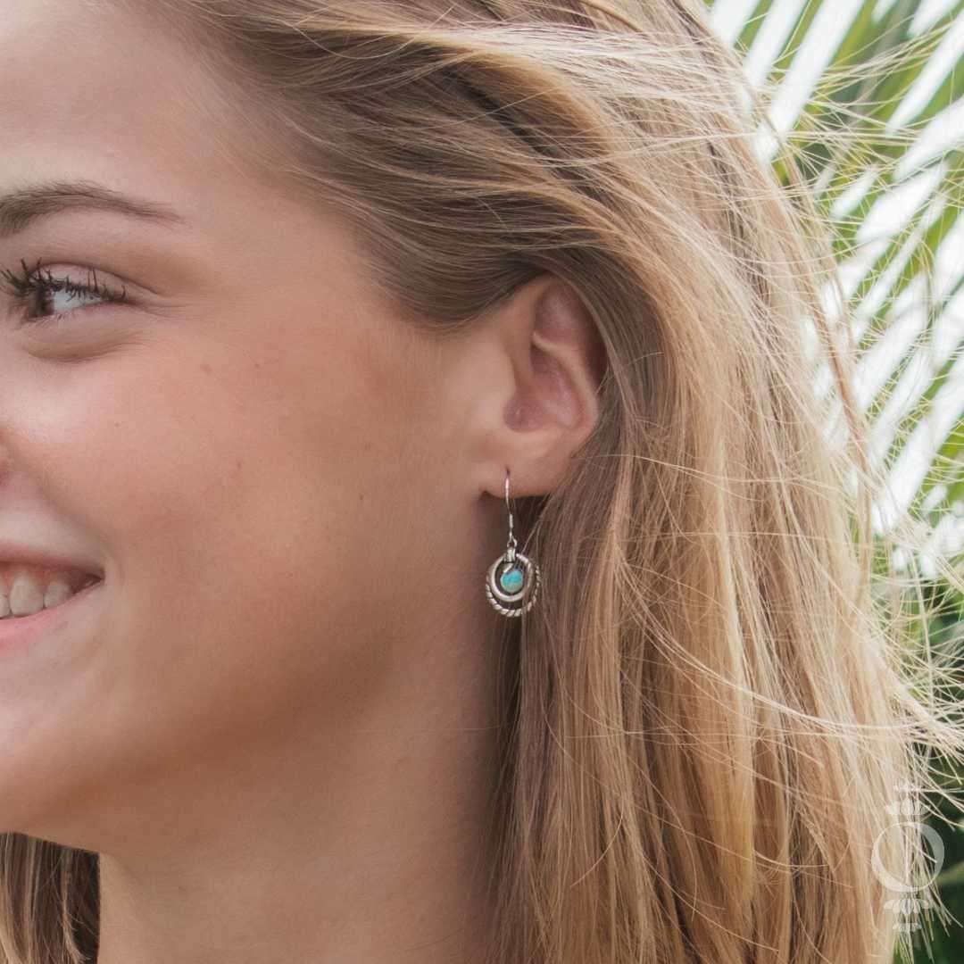 Bohemian Larimar Oorbellen, 925 sterling zilver