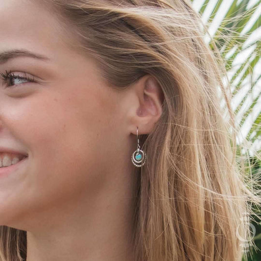 Bohemian Larimar Oorbellen, 925 sterling zilver