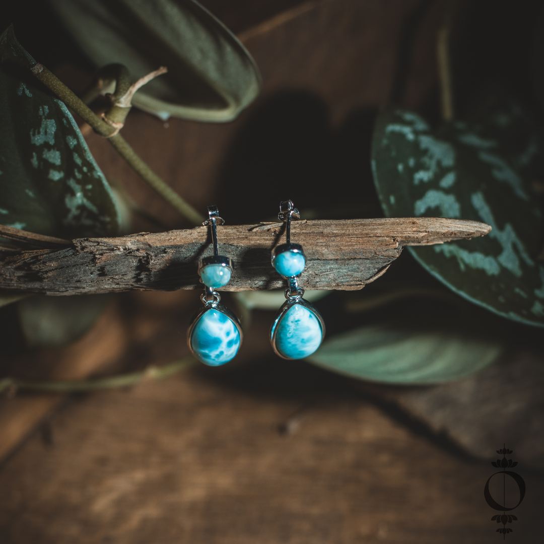 Druppel Larimar Oorbellen, 925 sterling zilver