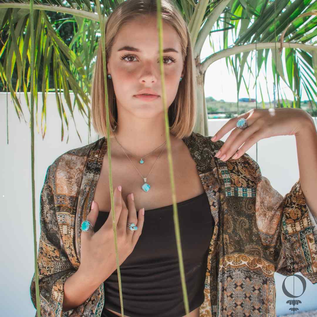 Elegance Larimar Ketting, 925 sterling zilver