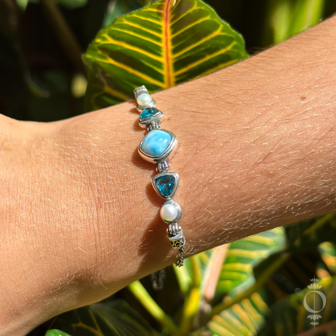 Zilveren Hemelse Larimar Armband, 925 sterling zilver NU 30% KORTING