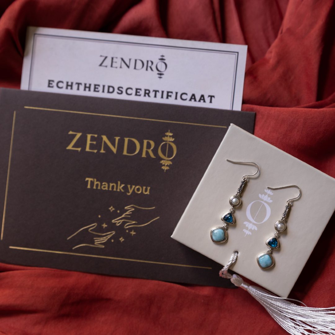 Zilveren Hemelse Larimar Oorbellen