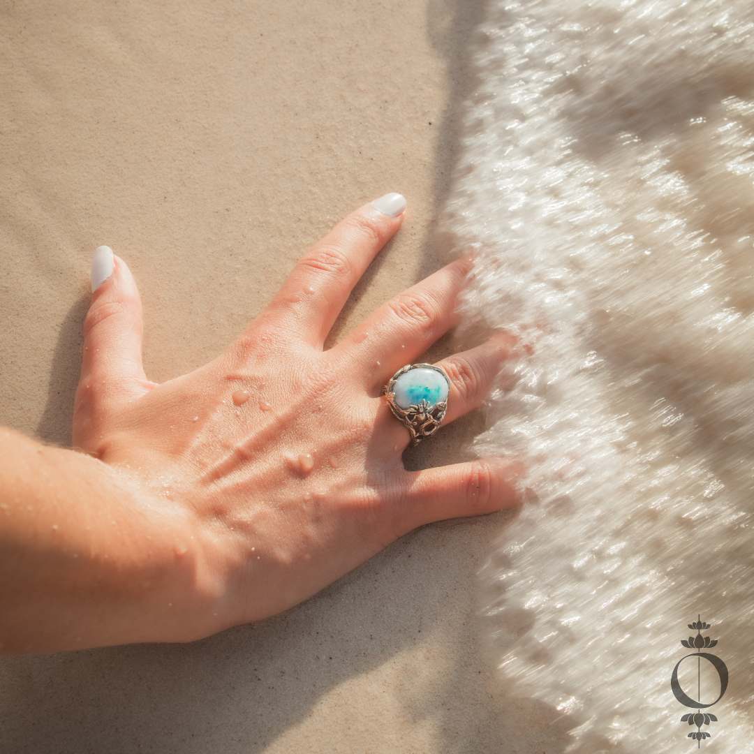 Nature Larimar Ring, 925 sterling zilver