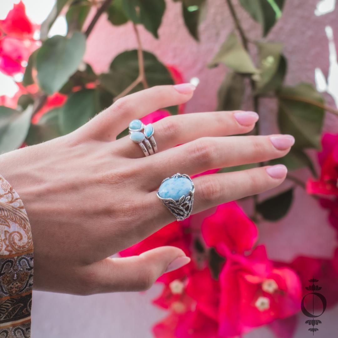 Nature Larimar Ring, 925 sterling zilver