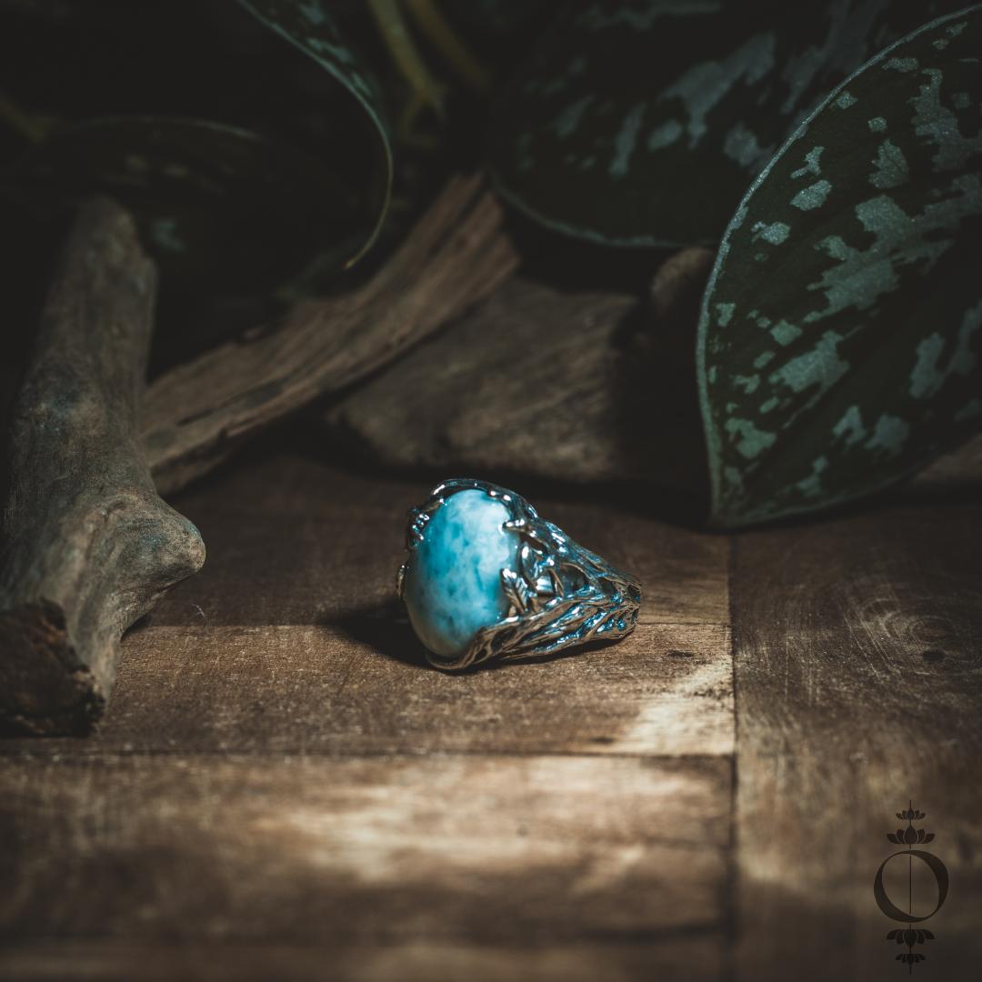 Nature Larimar Ring, 925 sterling zilver