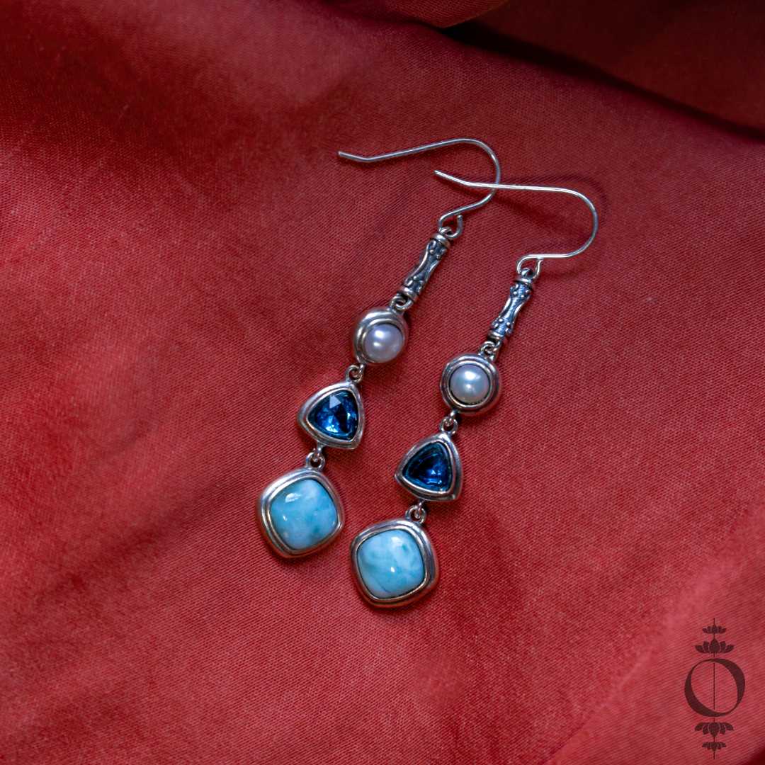 Zilveren Hemelse Larimar Oorbellen