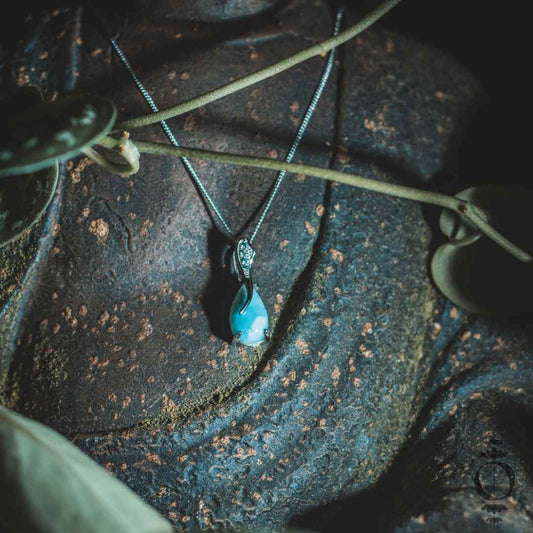 Tear Drop Larimar Ketting, 925 sterling zilver