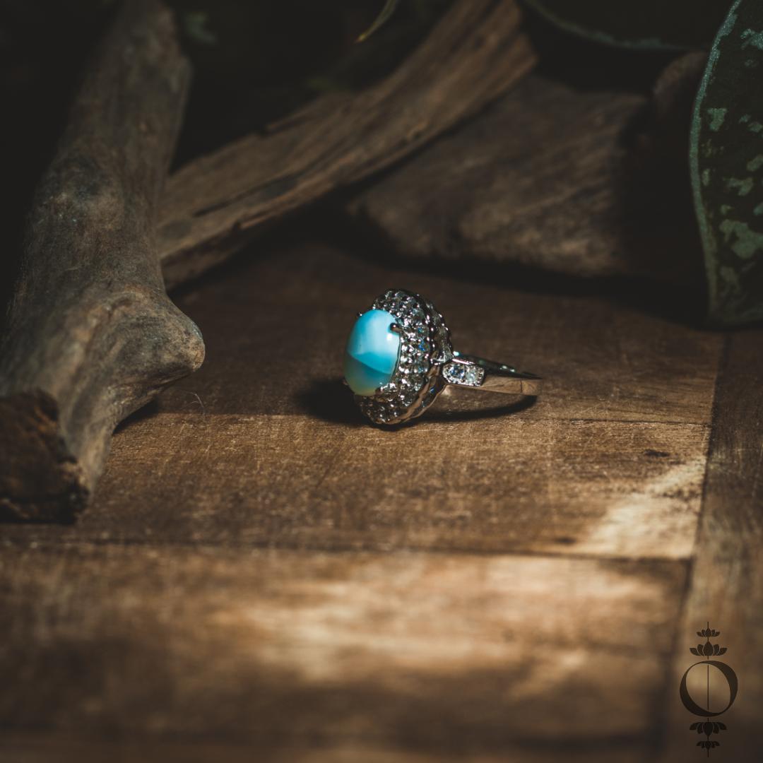 Vintage Larimar Ring, 925 sterling zilver