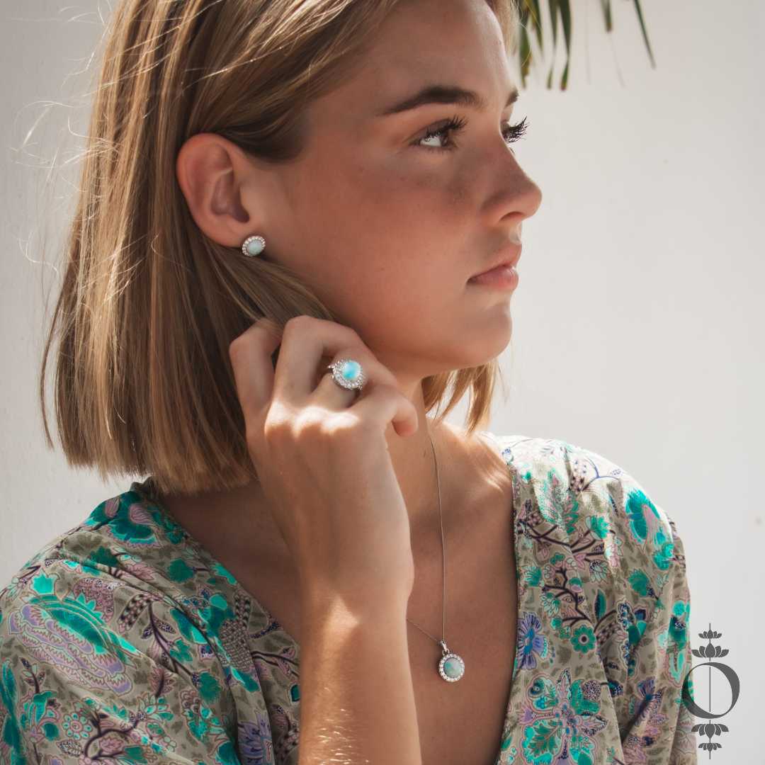 Vintage Larimar Ring, 925 sterling zilver