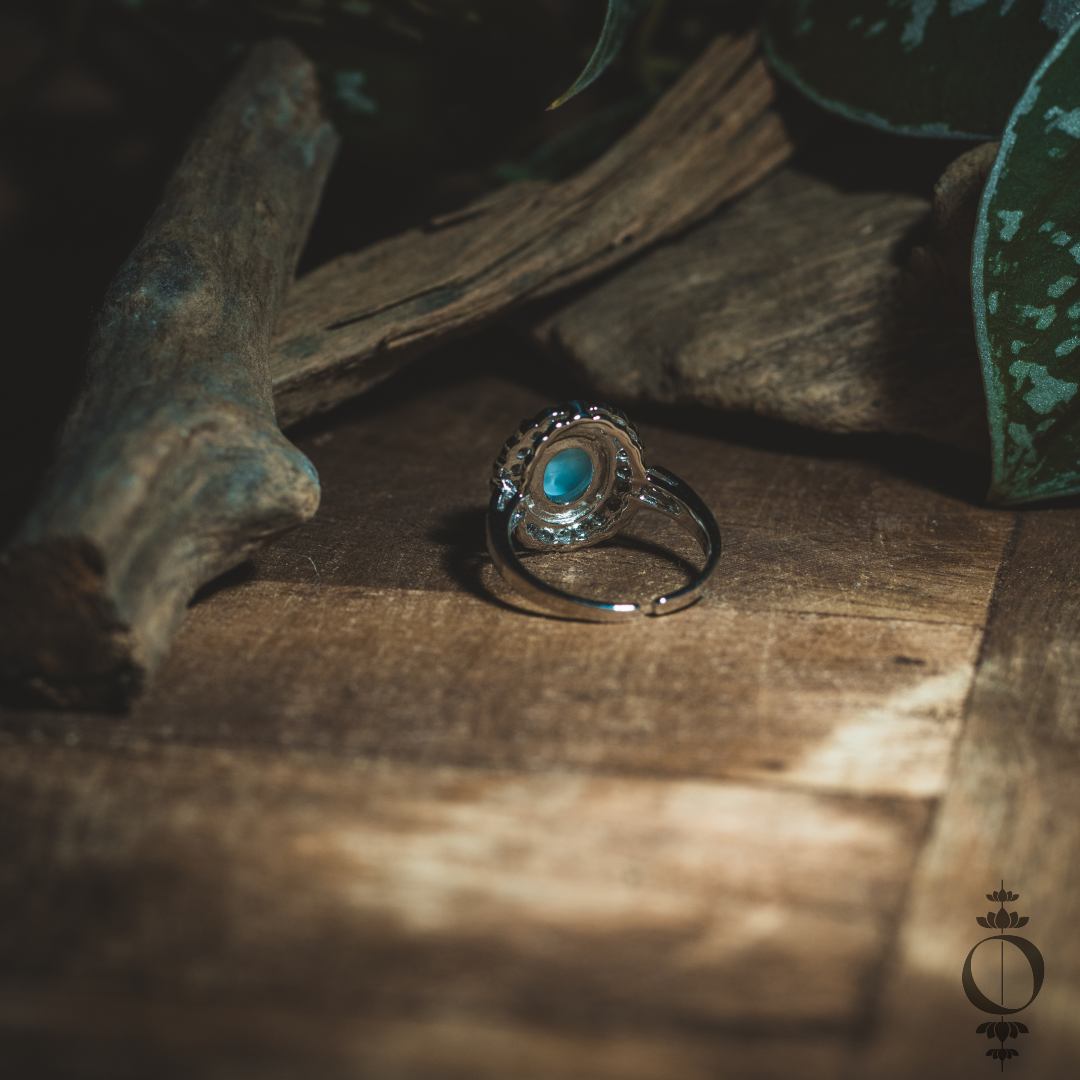 Vintage Larimar Ring, 925 sterling zilver