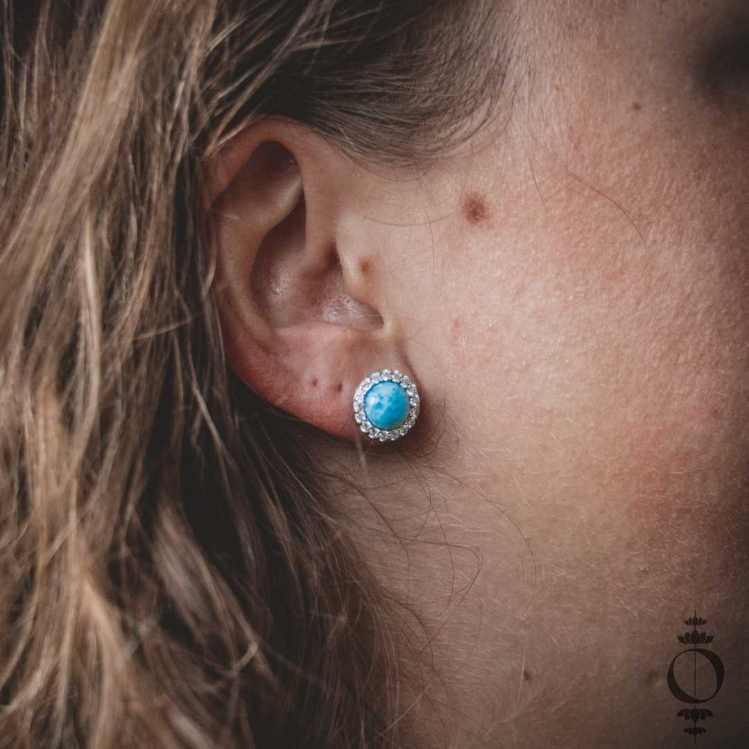 Vintage Larimar Oorbellen, 925 sterling zilver