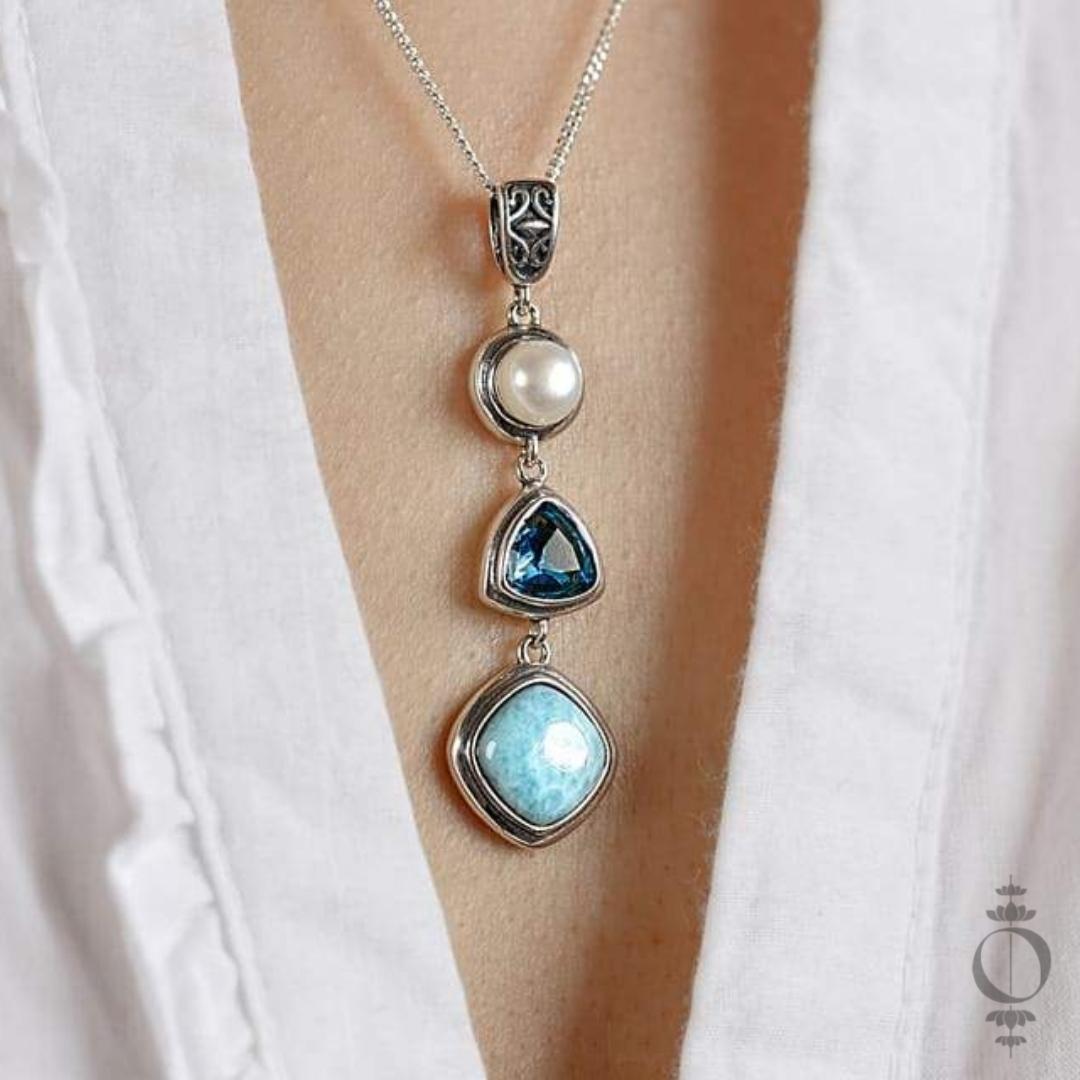 Zilveren Hemelse Larimar Ketting