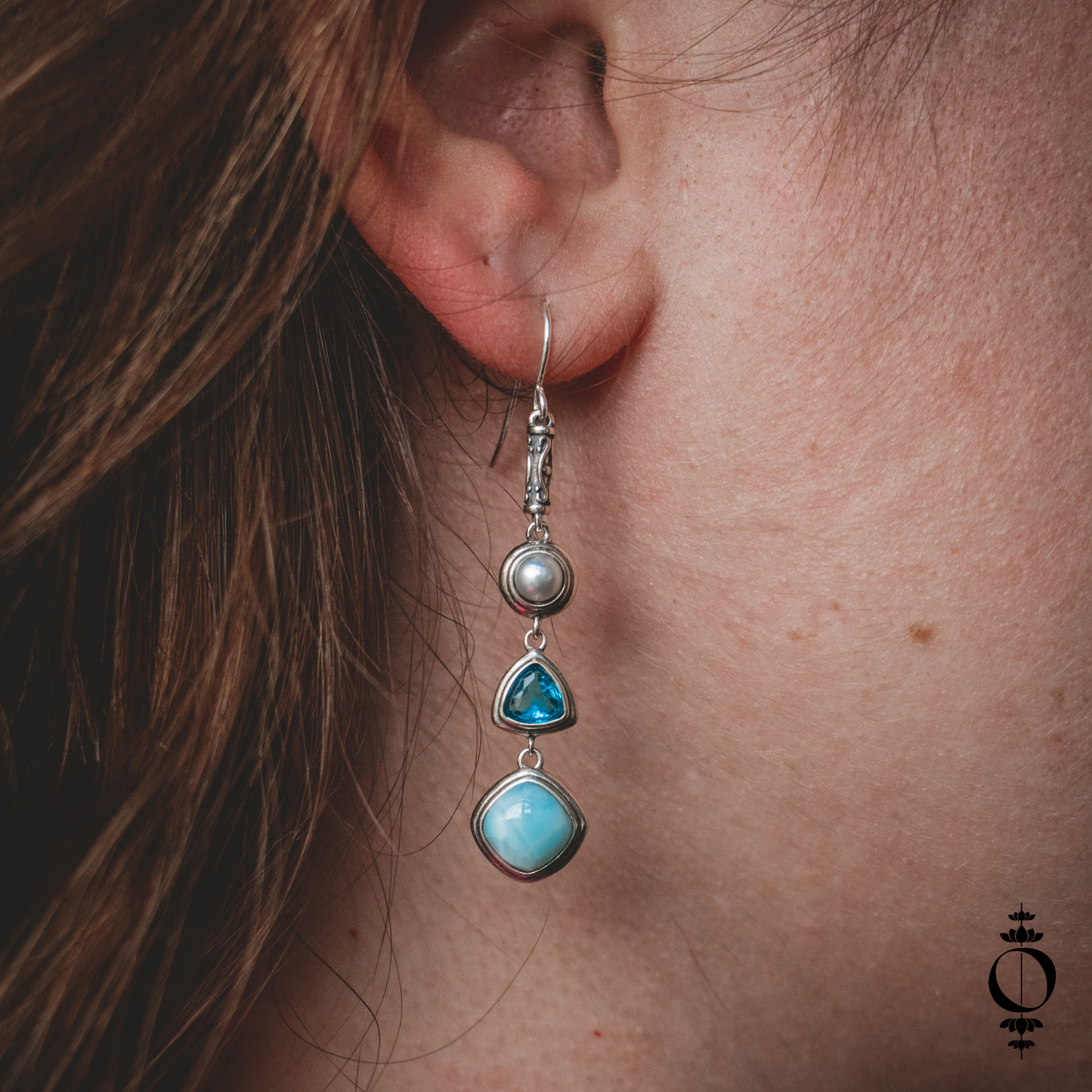 Zilveren Hemelse Larimar Oorbellen