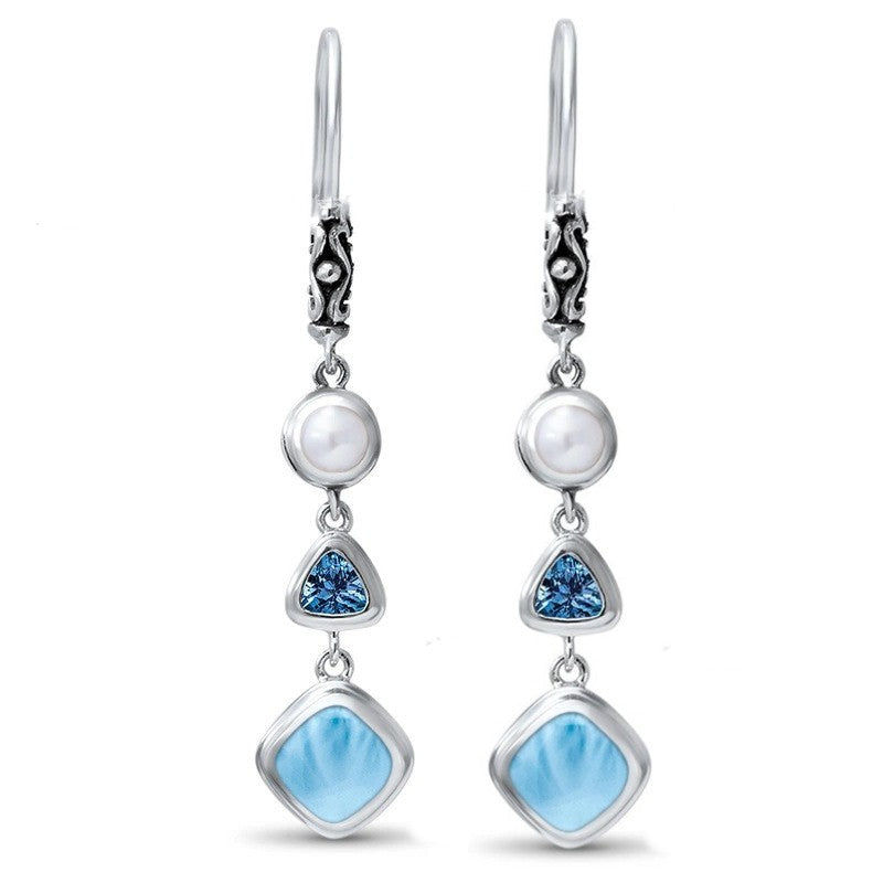 Zilveren Hemelse Larimar Oorbellen