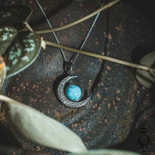 Crescent Larimar Ketting, 925 sterling zilver
