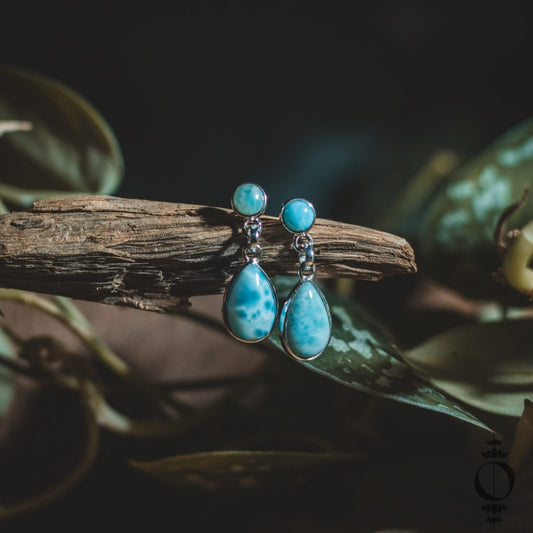 Druppel Larimar Oorbellen, 925 sterling zilver