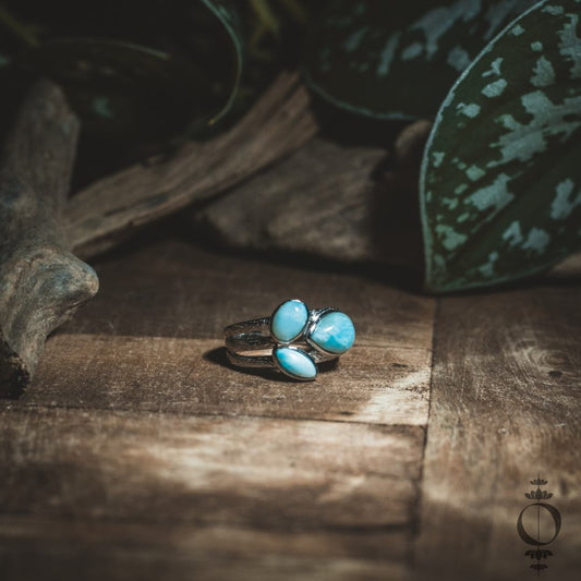 Tear Drops Larimar Ring, 925 sterling zilver