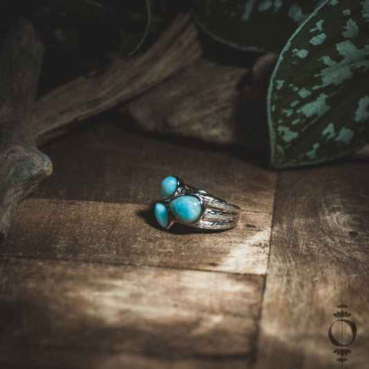Tear Drops Larimar Ring, 925 sterling zilver