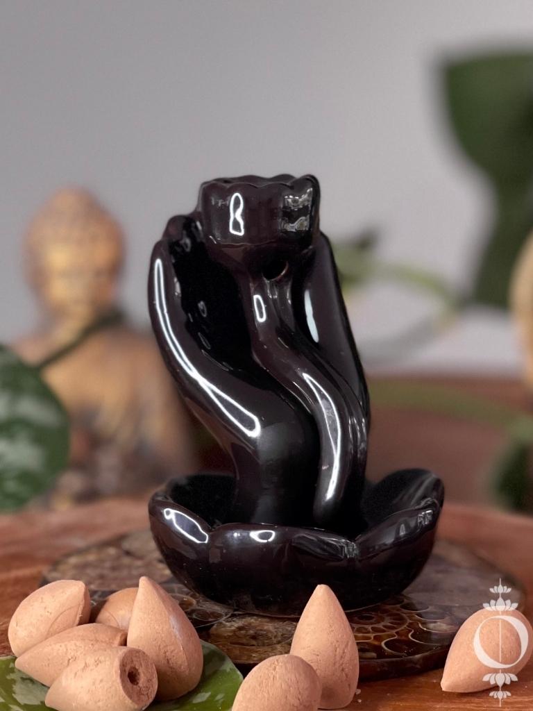 Zen Hand & Lotus - Wierookhouder waterval - Incense Burner