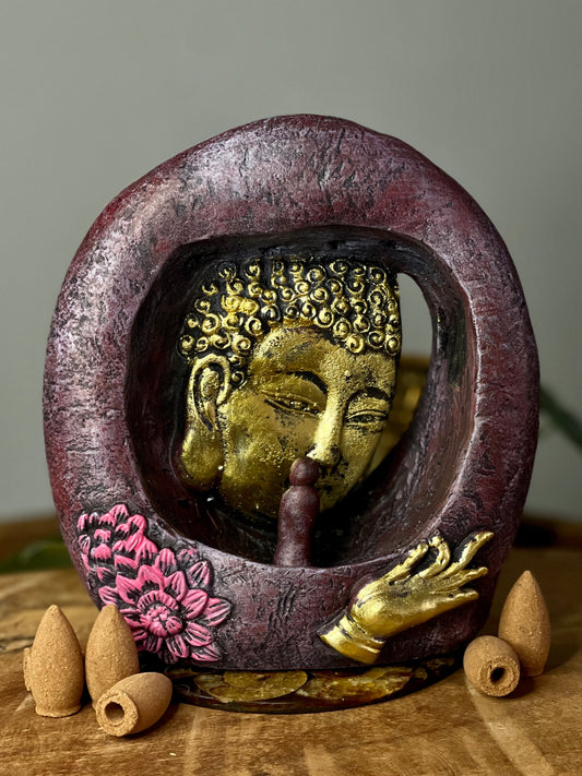 Boeddha Beeld - Wierookhouder waterval - Incense Burner